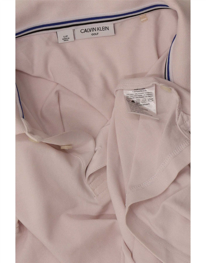 Camisa polo masculina Calvin Klein pequena rosa algodão