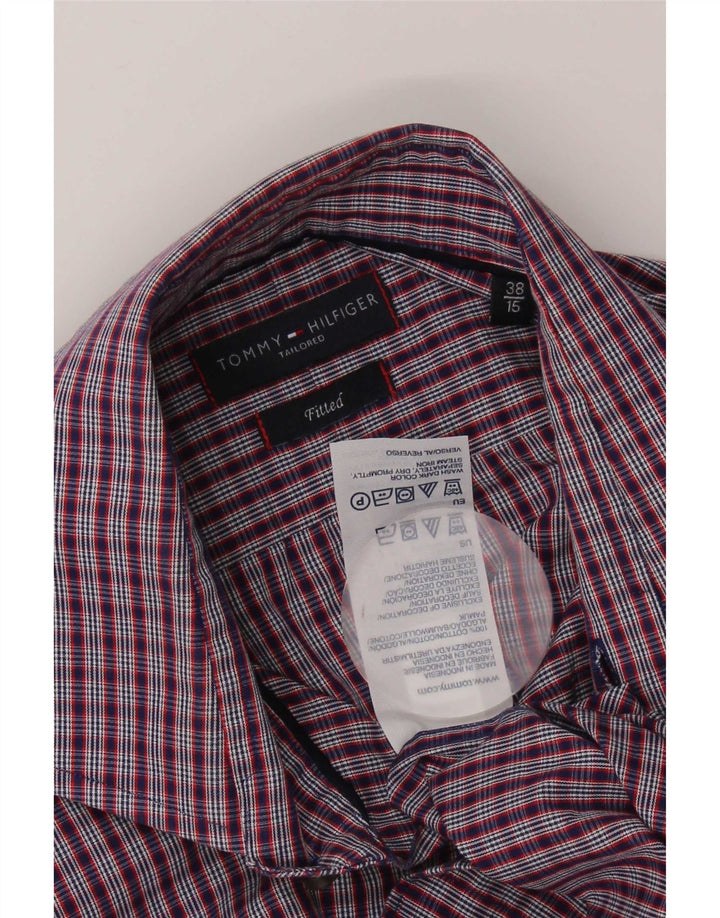 Camisa masculina Tommy Hilfiger tamanho 38 15 médio azul marinho algodão guingão