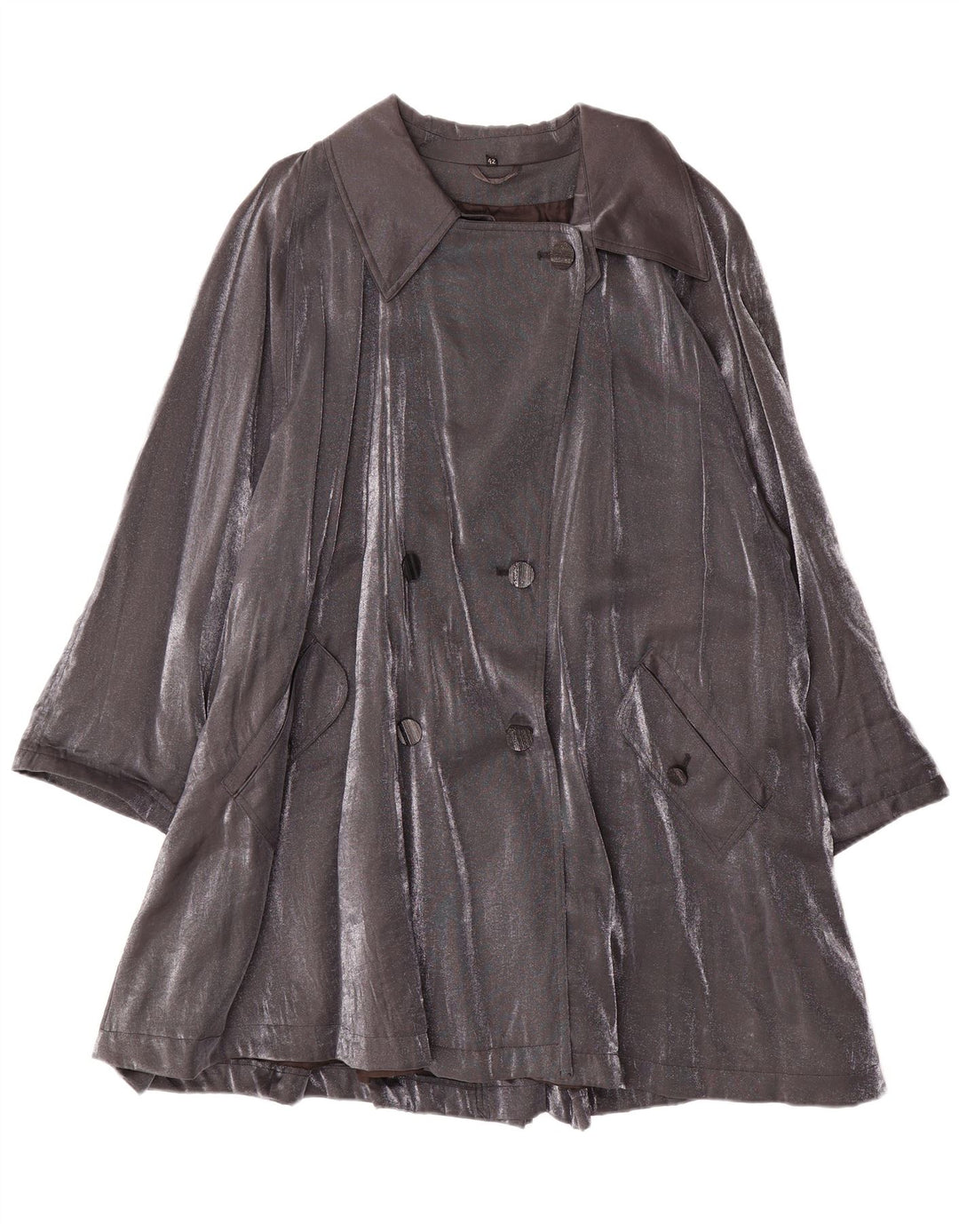 Casaco feminino vintage oversized com peito duplo IT 42 viscose cinza médio