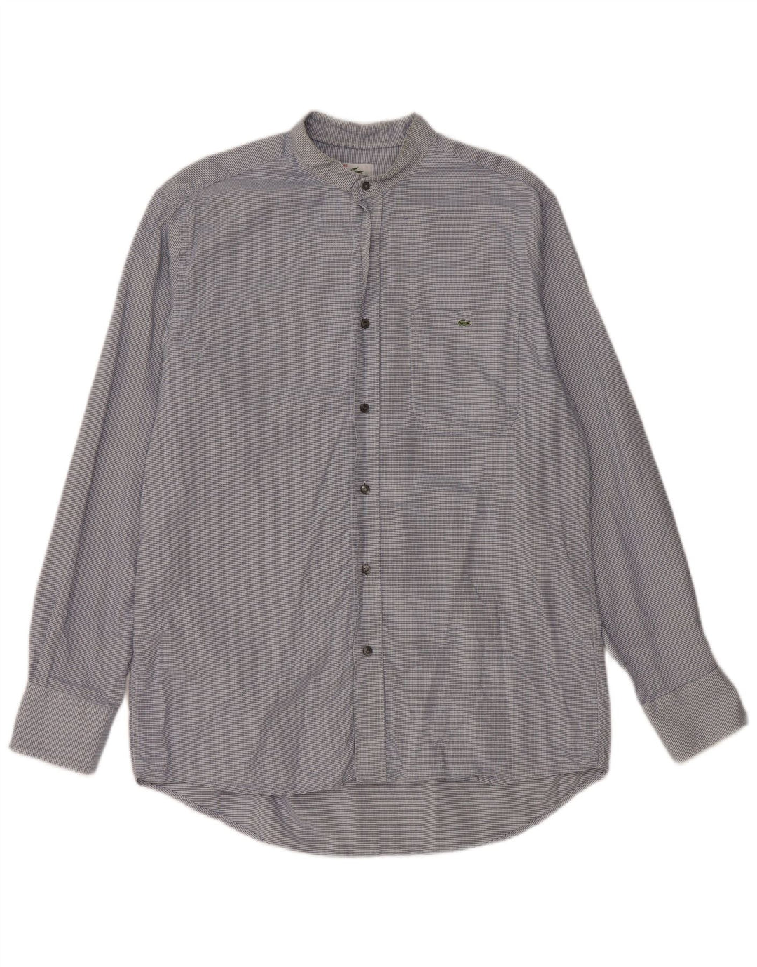 Camisa xadrez masculina Lacoste tamanho 40 médio azul houndstooth algodão clássico