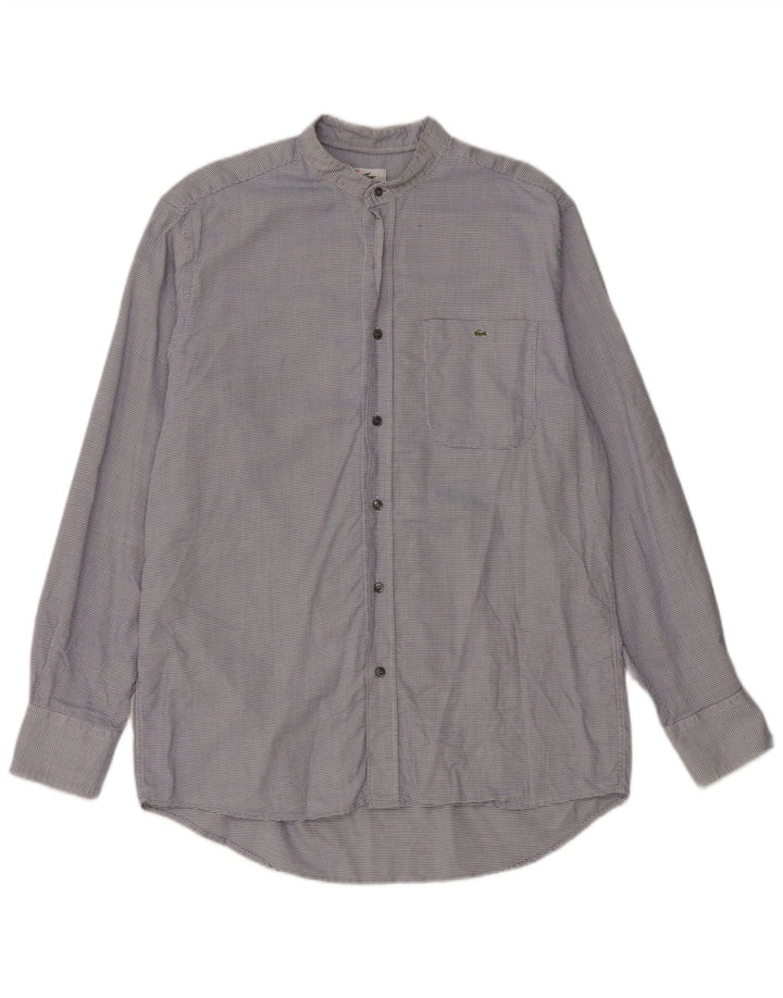 Camisa xadrez masculina Lacoste tamanho 40 médio azul houndstooth algodão clássico
