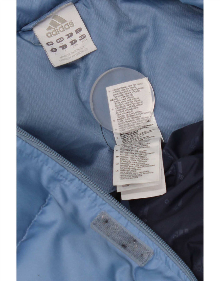 Jaqueta acolchoada masculina Adidas UK 40 grande bloco colorido azul nylon