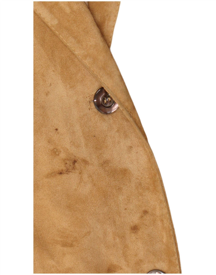 Jaqueta blazer feminina vintage de camurça com 2 botões Reino Unido 14 marrom médio