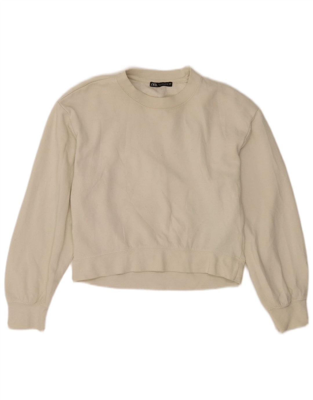 Moletom Zara feminino cropped UK 10 pequeno algodão branco