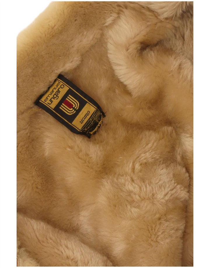 Sobretudo masculino Emanuel Ungaro Shearling Reino Unido 38 Médio Bege