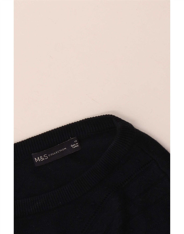 Suéter feminino Marks & Spencer com gola redonda e gola redonda Reino Unido 14 médio azul marinho