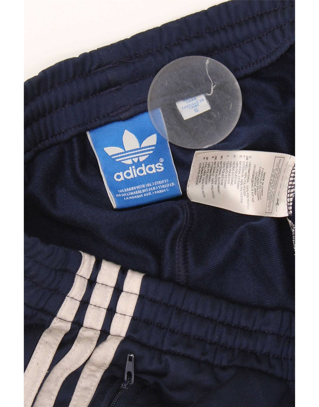 Calça de treino masculina Adidas pequena azul marinho poliéster