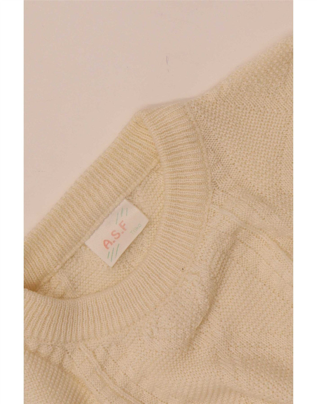 Suéter masculino A.S.F com gola redonda, médio off white