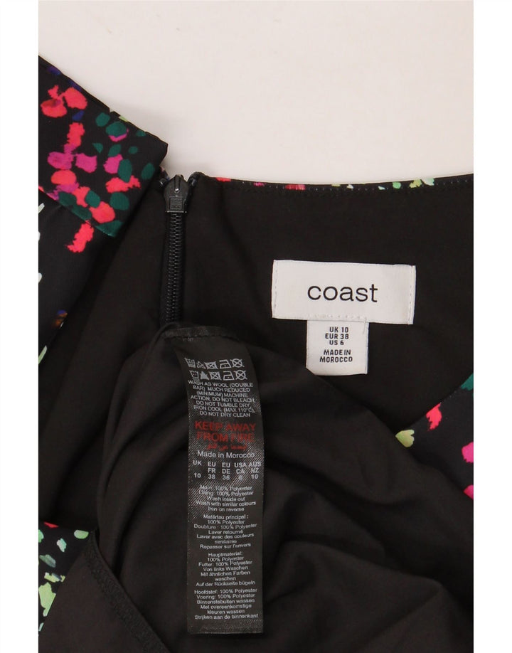 COAST Vestido feminino manga 3/4, UK 10 pequeno multicolorido manchado