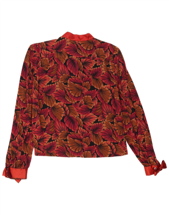Blusa feminina vintage pulôver UK 16 grande floral vermelho