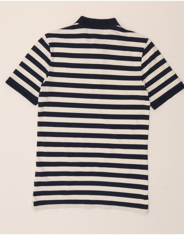 Camisa polo masculina Nike pequena listrada azul marinho de algodão