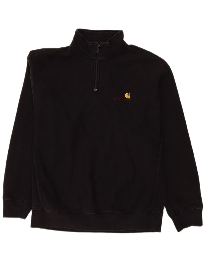 Moletom masculino Carhartt com zíper e gola alta de algodão preto