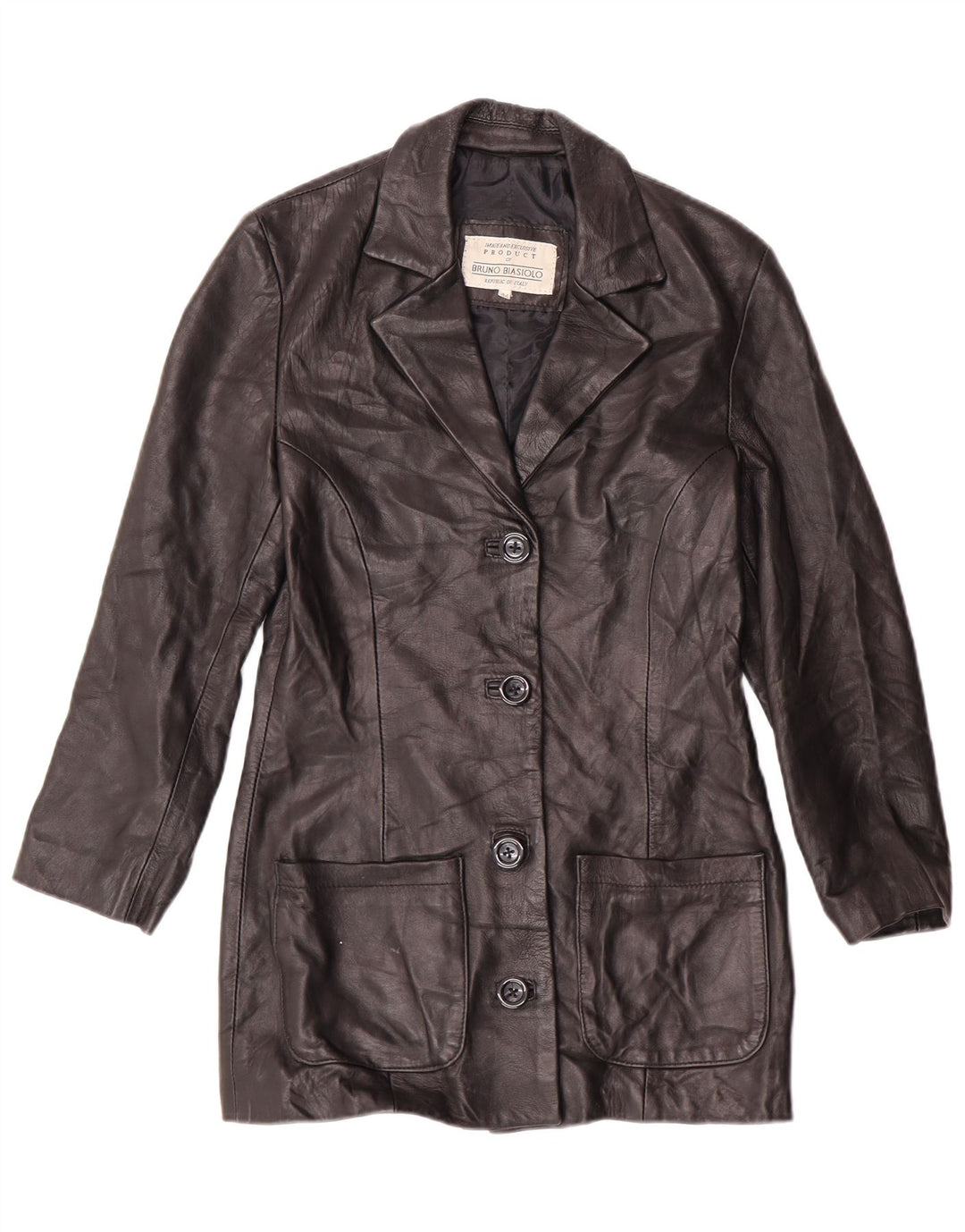 Jaqueta de couro feminina vintage IT 44 médio preto clássico