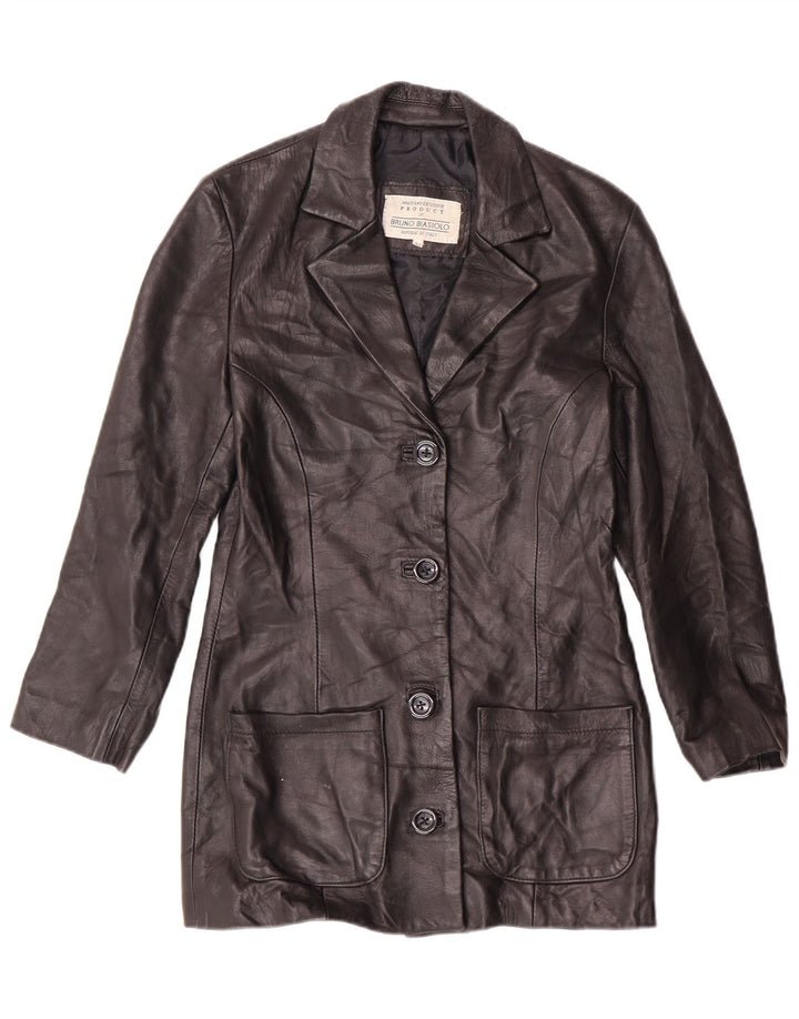 Jaqueta de couro feminina vintage IT 44 médio preto clássico