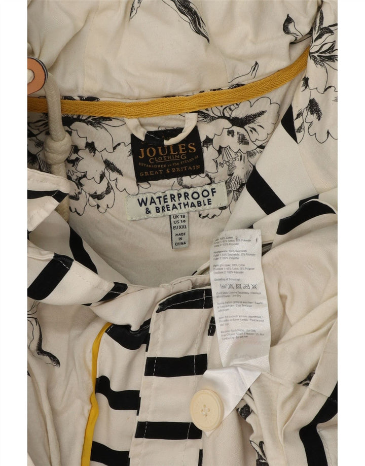 Jaqueta impermeável grande com capuz Joules feminina UK 18 XL listrada branca