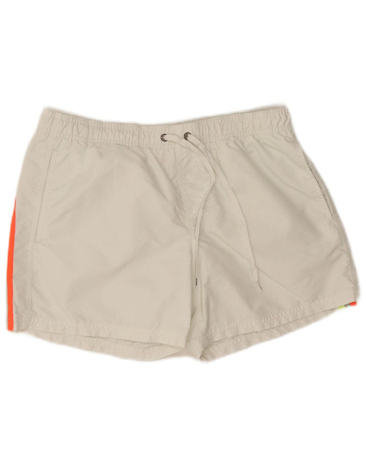 Shorts de natação masculino Sundek médio listrado branco