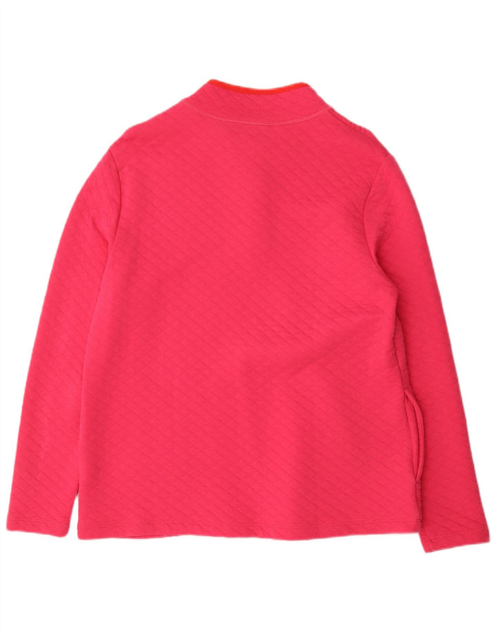 Suéter feminino Lands End com gola e botão em jérsei UK 14 rosa médio