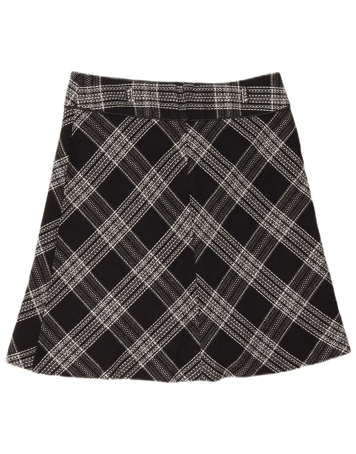 Bay Womens A-Line Saia UK 12 Médio W30 Acrílico Xadrez Preto