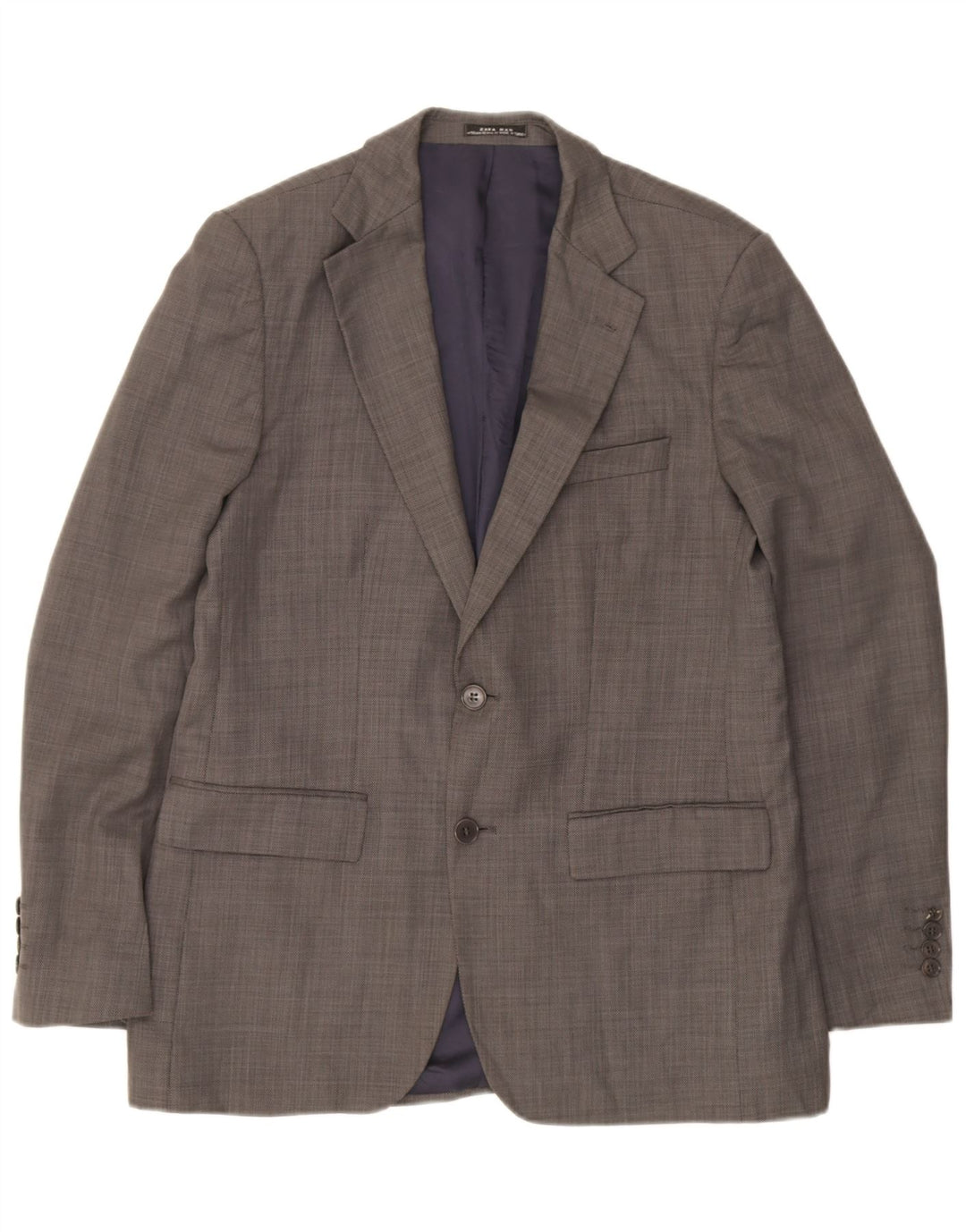 Jaqueta blazer masculina Zara com 2 botões EU 52 grande lã cinza