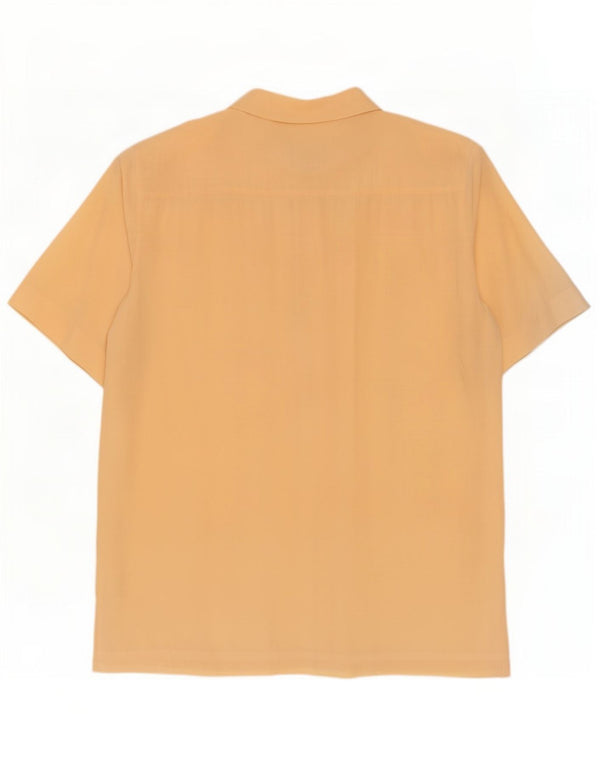 Blusa feminina Luisa Spagnoli manga curta Reino Unido 18 XL seda amarela