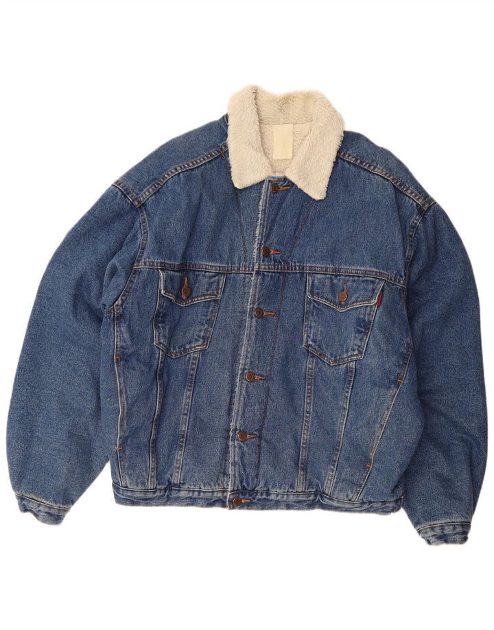 Jaqueta jeans masculina vintage Sherpa UK 42 XL azul