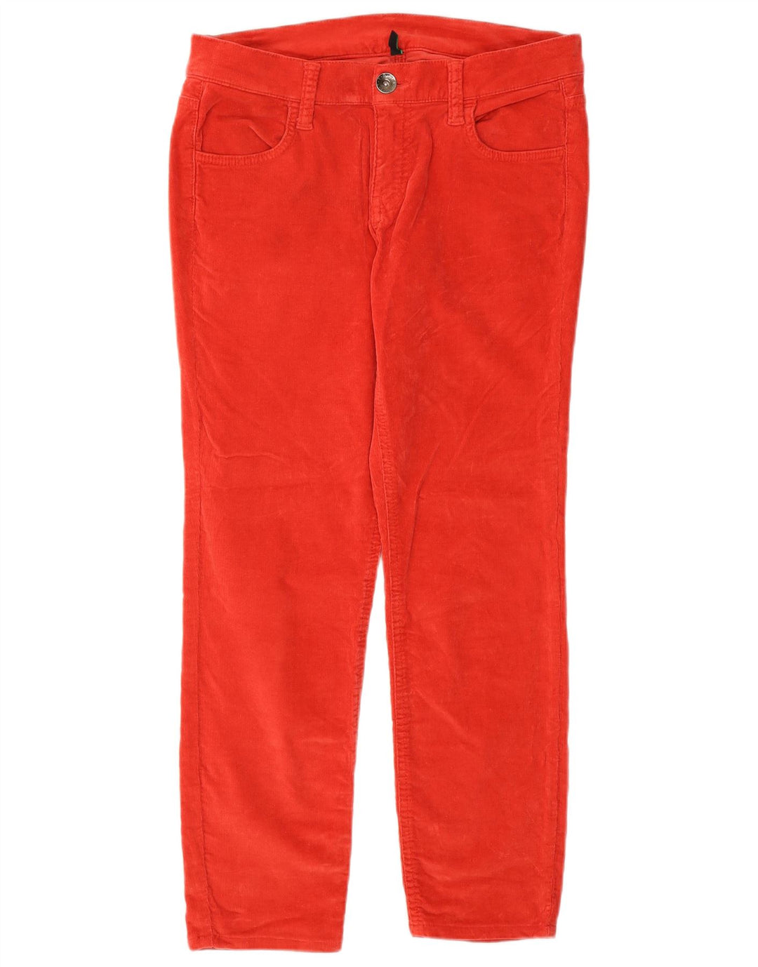 Calça feminina reta de veludo BENETTON W30 L26 algodão laranja