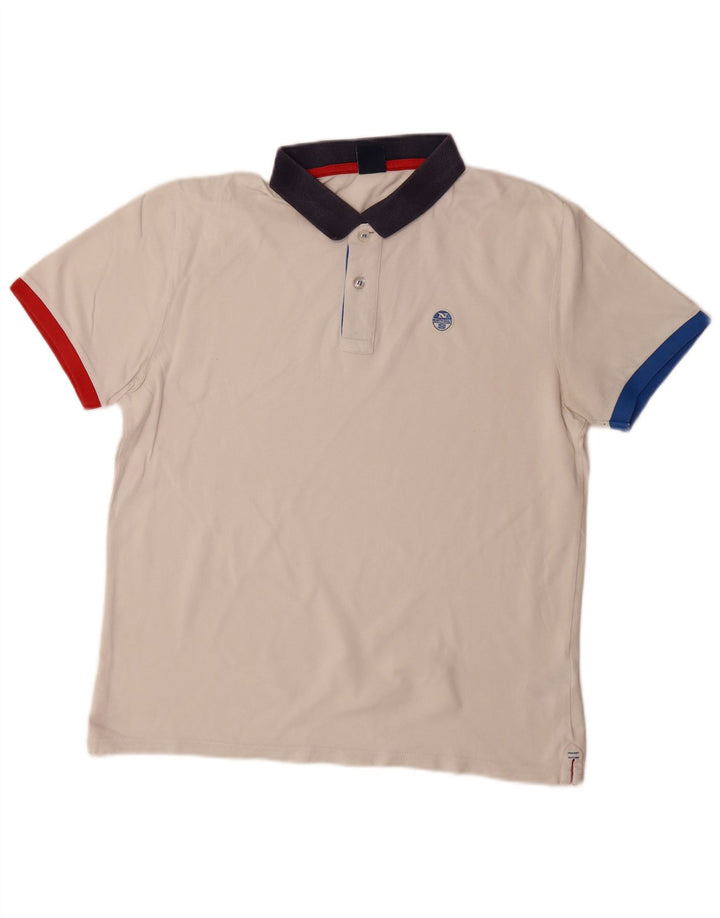 Camisa polo masculina de ajuste regular NORTH SAILS algodão colorblock branco médio