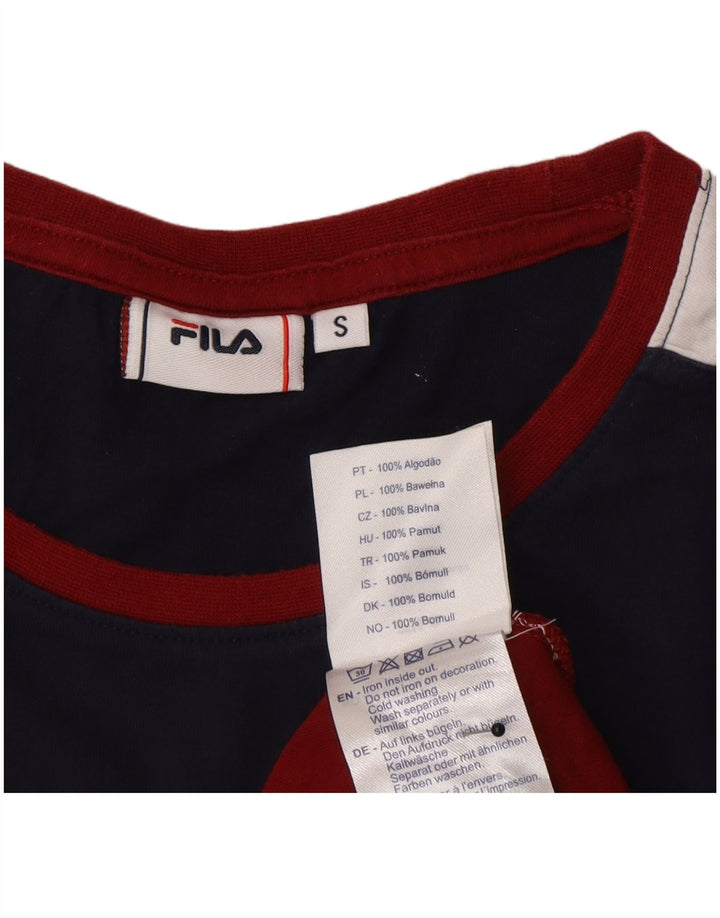 Camiseta masculina Fila Top pequeno algodão colorblock vermelho
