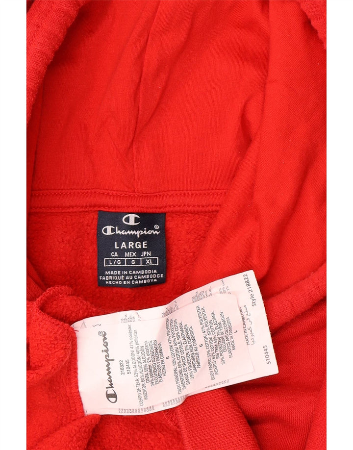 CHAMPION Suéter masculino com capuz gráfico grande algodão vermelho