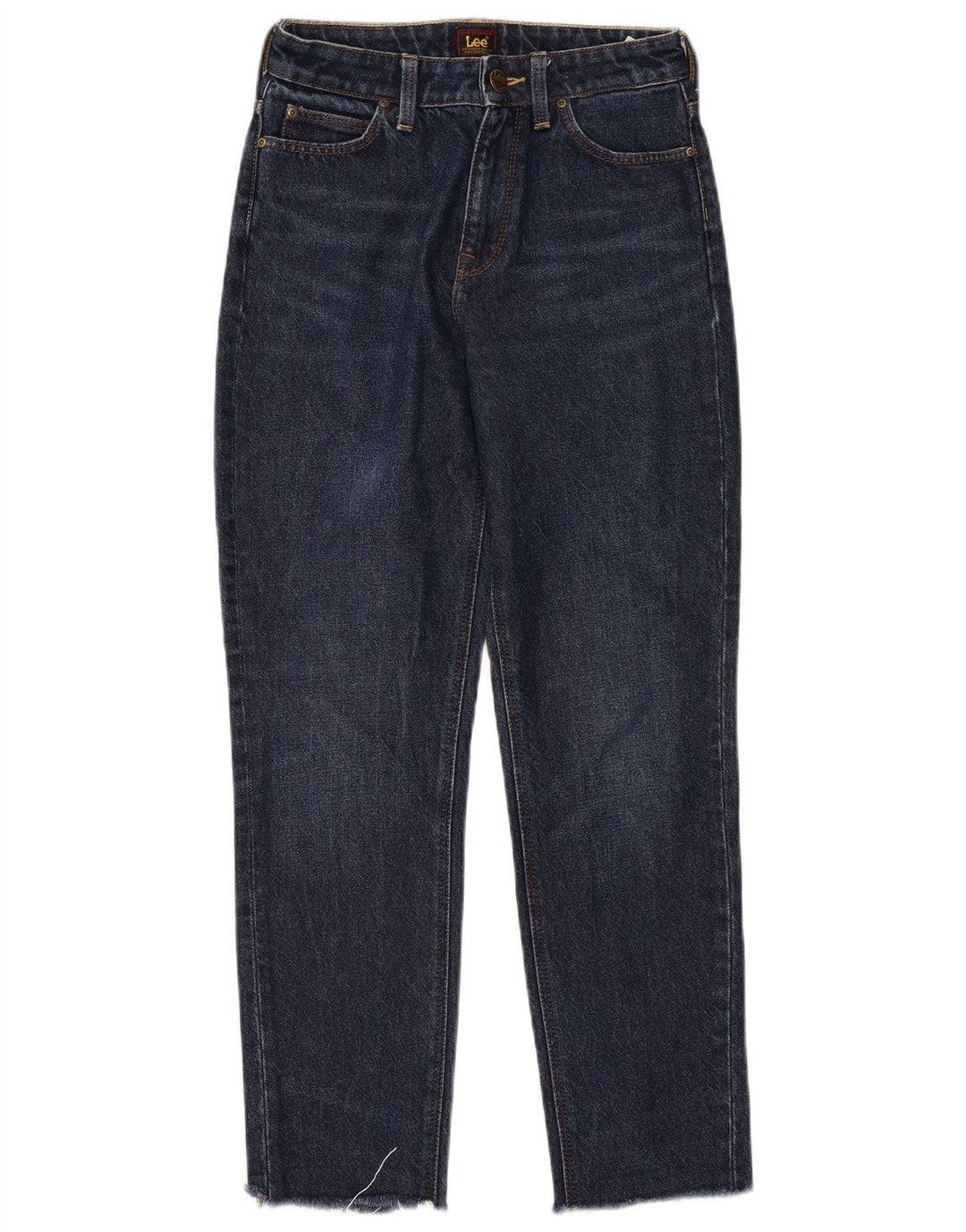 Lee Womens Mom Straight Jeans W25 L27 Azul Marinho Algodão