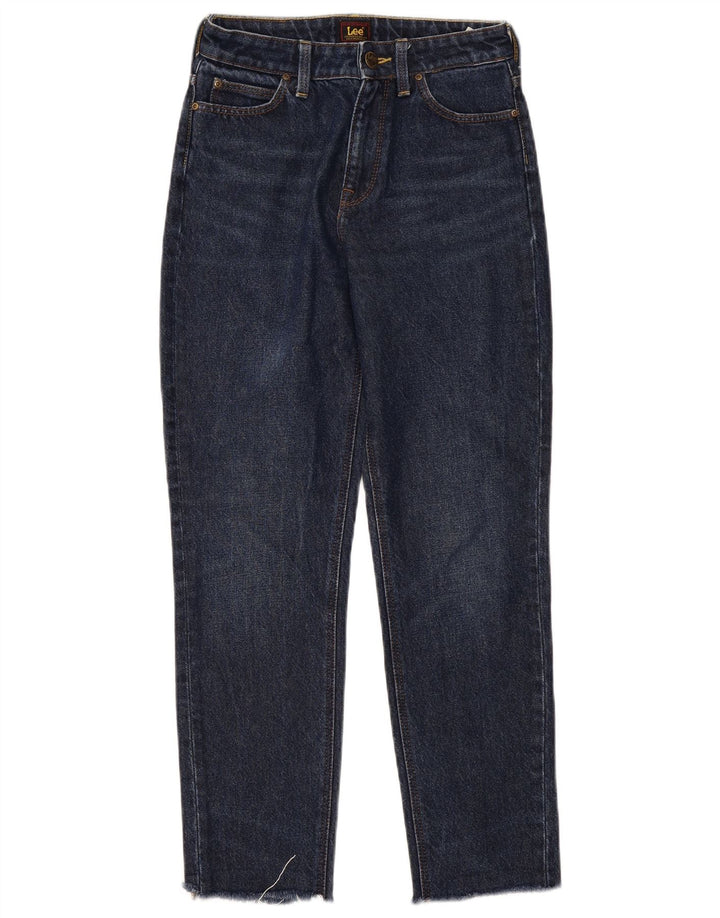 Lee Womens Mom Straight Jeans W25 L27 Azul Marinho Algodão
