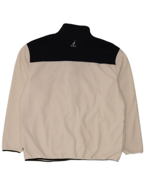 Jaqueta masculina de lã Nautica UK 44 2XL poliéster colorblock branco