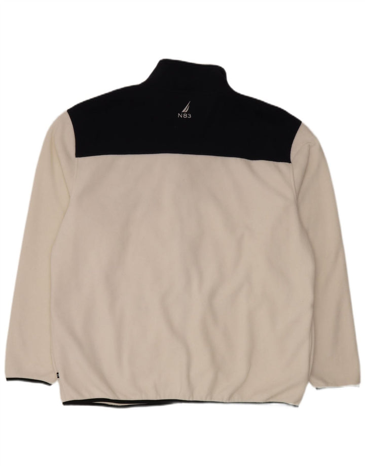 Jaqueta masculina de lã Nautica UK 44 2XL poliéster colorblock branco