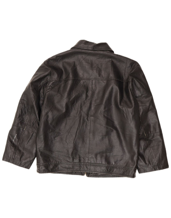 Jaqueta de couro feminina vintage IT 50 XL preta
