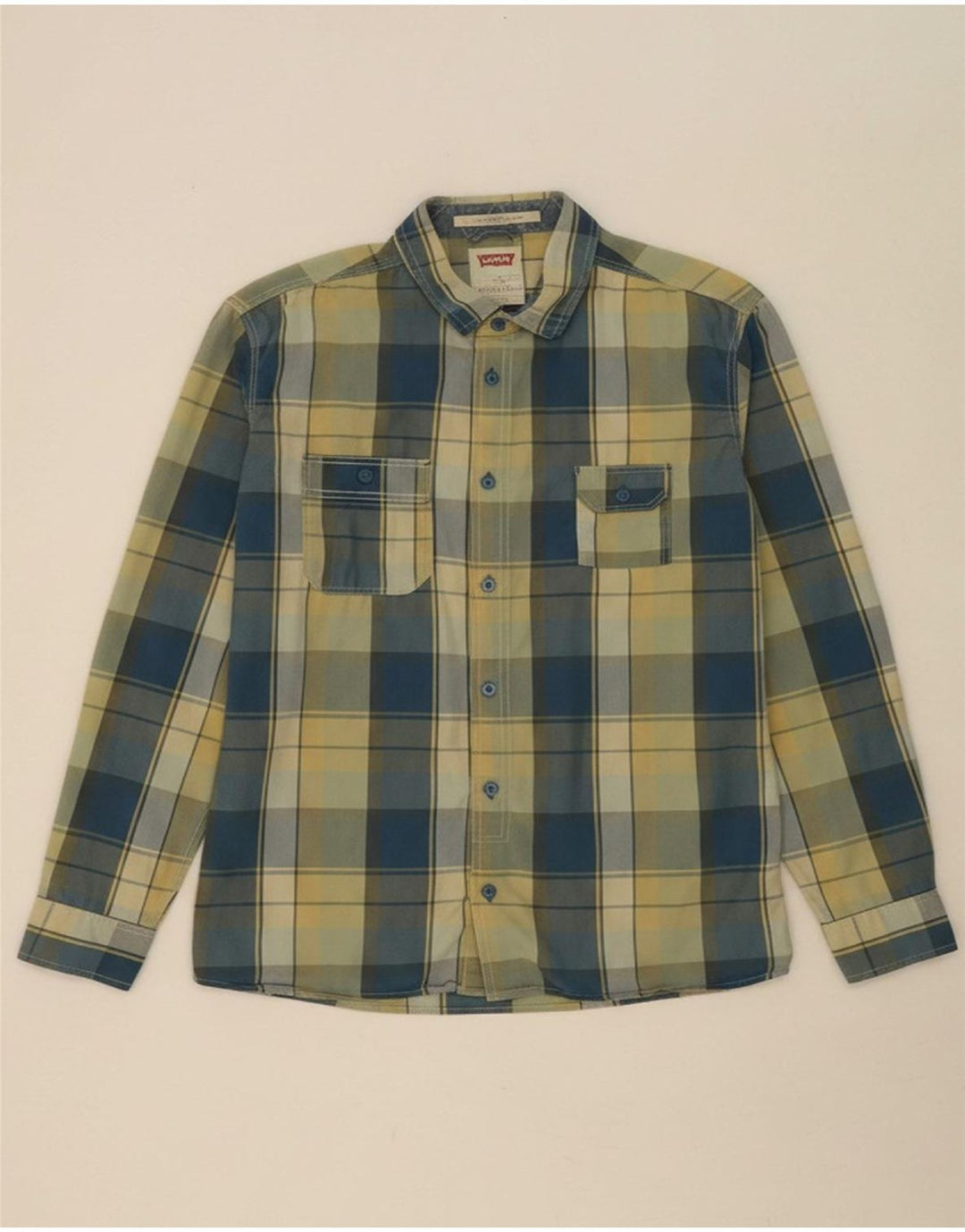Camisa masculina LEVI'S Standard Fit grande algodão xadrez bege