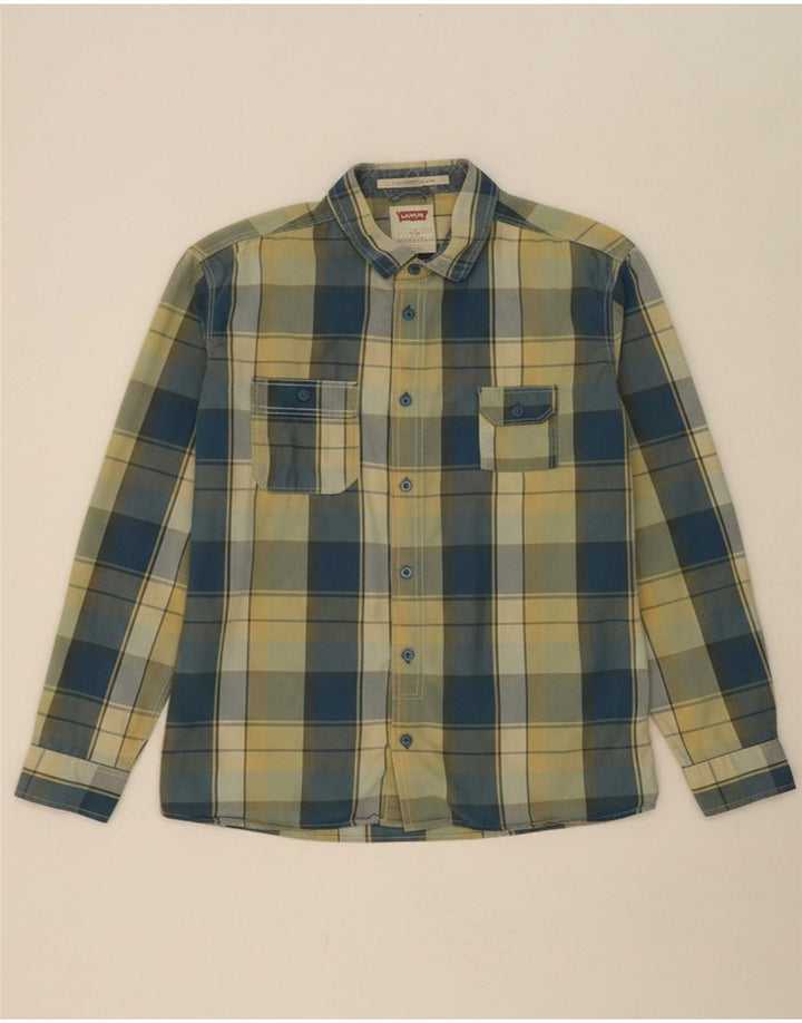 Camisa masculina LEVI'S Standard Fit grande algodão xadrez bege
