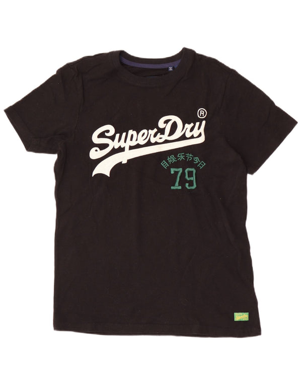 Superdry Camiseta masculina gráfica top pequeno algodão preto