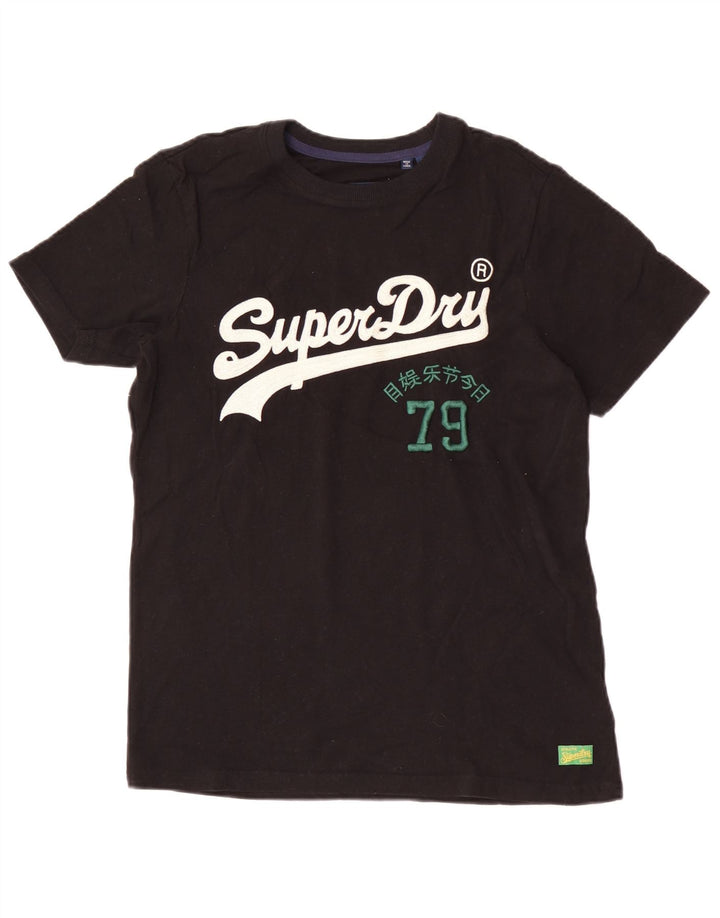 Superdry Camiseta masculina gráfica top pequeno algodão preto