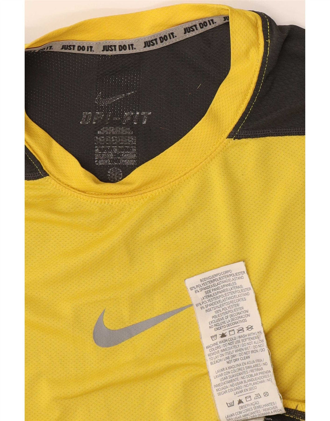 Nike Mens Dri Fit Vest Top Pequeno Amarelo Colorblock Poliéster