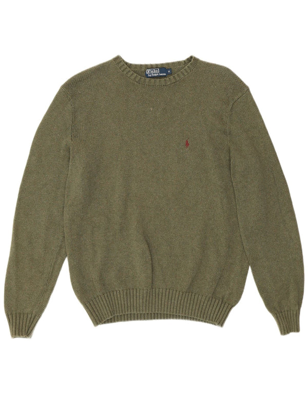 Suéter masculino Polo Ralph Lauren com gola redonda e algodão cáqui médio