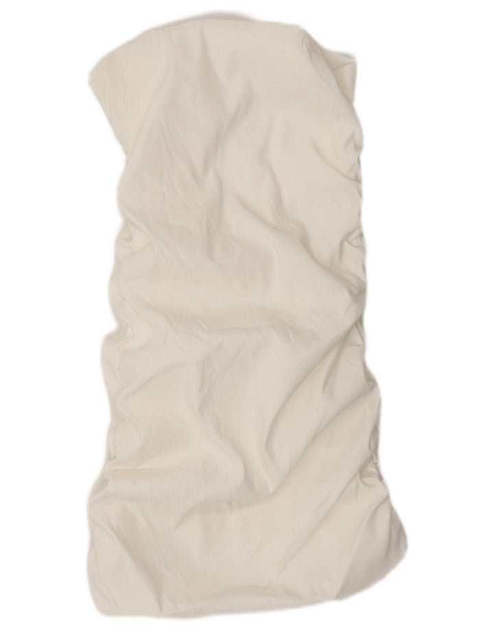 Vestido feminino sem alças Zara Reino Unido 12 algodão branco médio