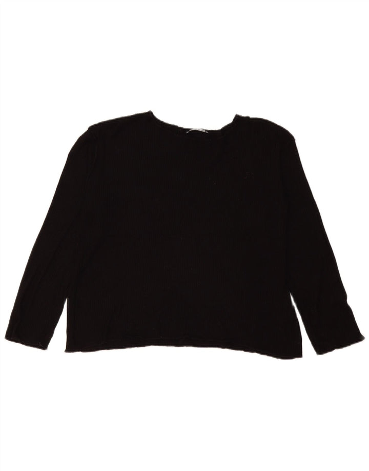Zara Top feminino oversized manga comprida Reino Unido 10 viscose preta pequena