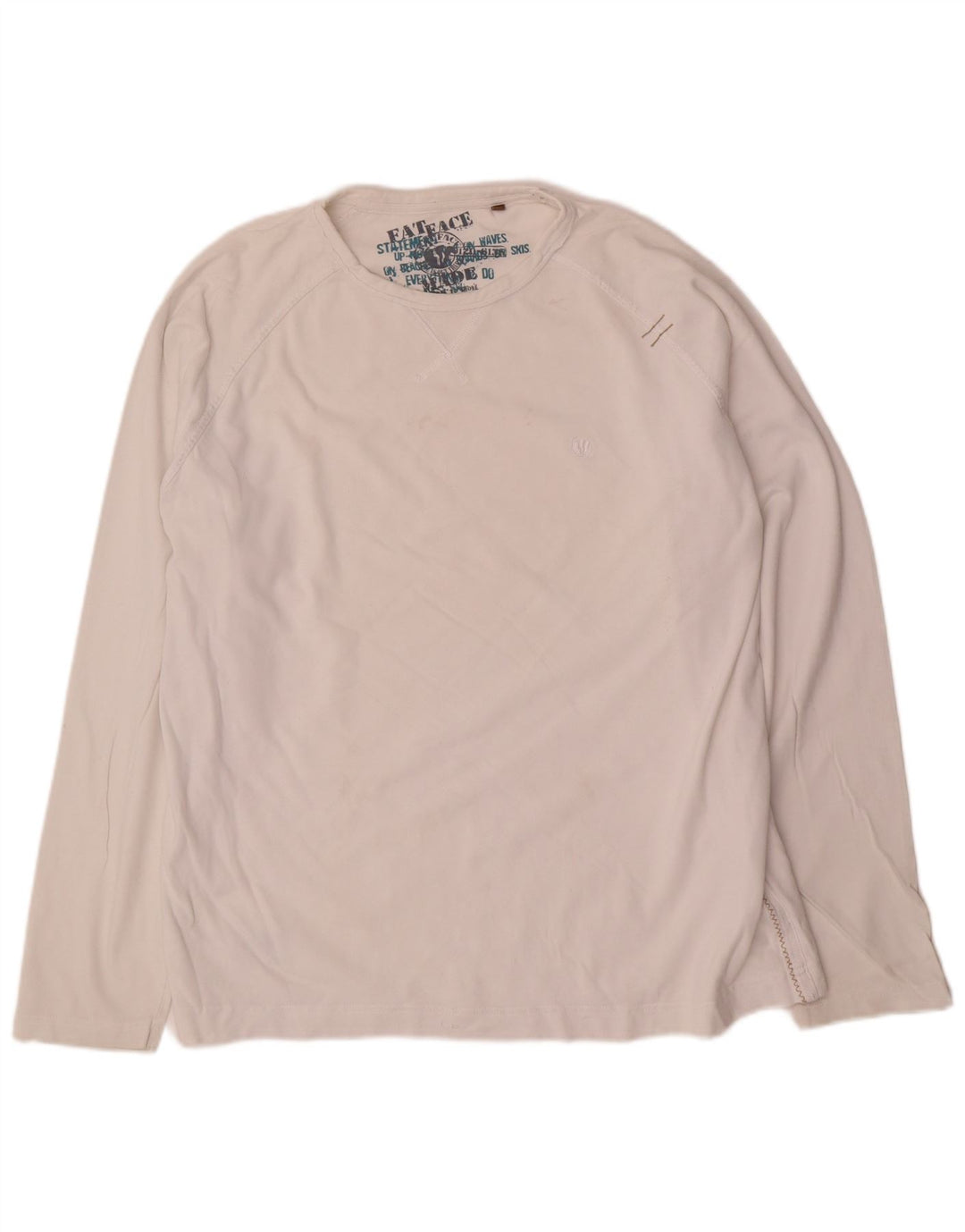 Fat Face Mens Top Manga Longa Grande Algodão Branco