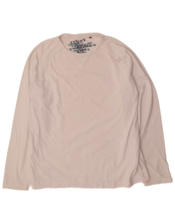 Fat Face Mens Top Manga Longa Grande Algodão Branco
