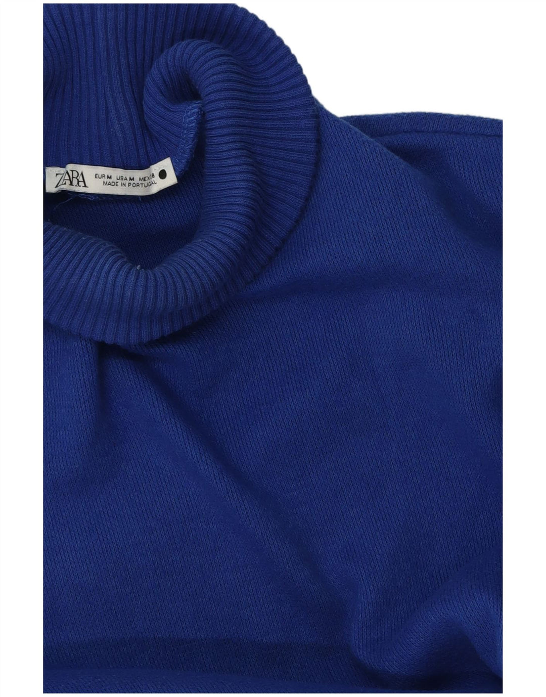 Suéter feminino Zara com gola tartaruga e gola alta, Reino Unido 14, azul médio