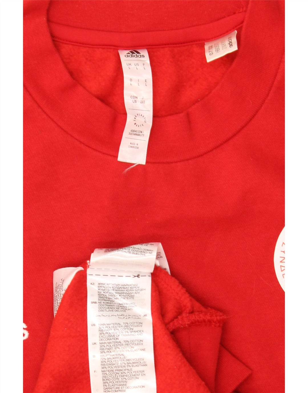 Adidas Mens Graphic Moletom Jumper Grande Algodão Vermelho