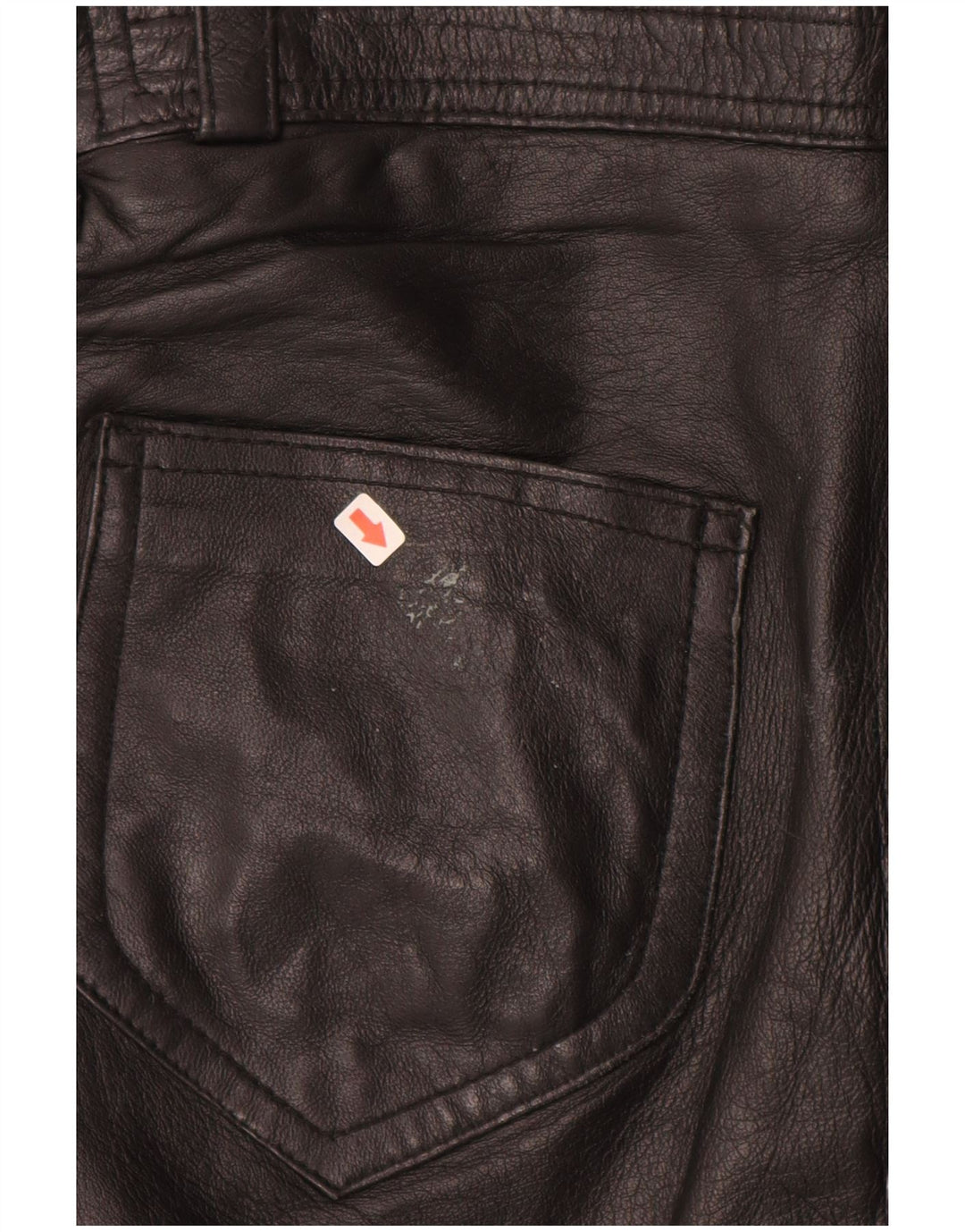 Calça feminina VINTAGE de couro reto IT 40 pequena W28 L28 couro preto