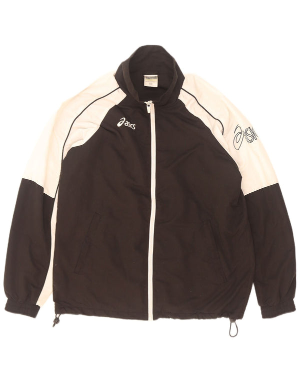 Asics Mens Graphic Tracksuit Top Jacket Pequeno Preto Colourblock Poliéster