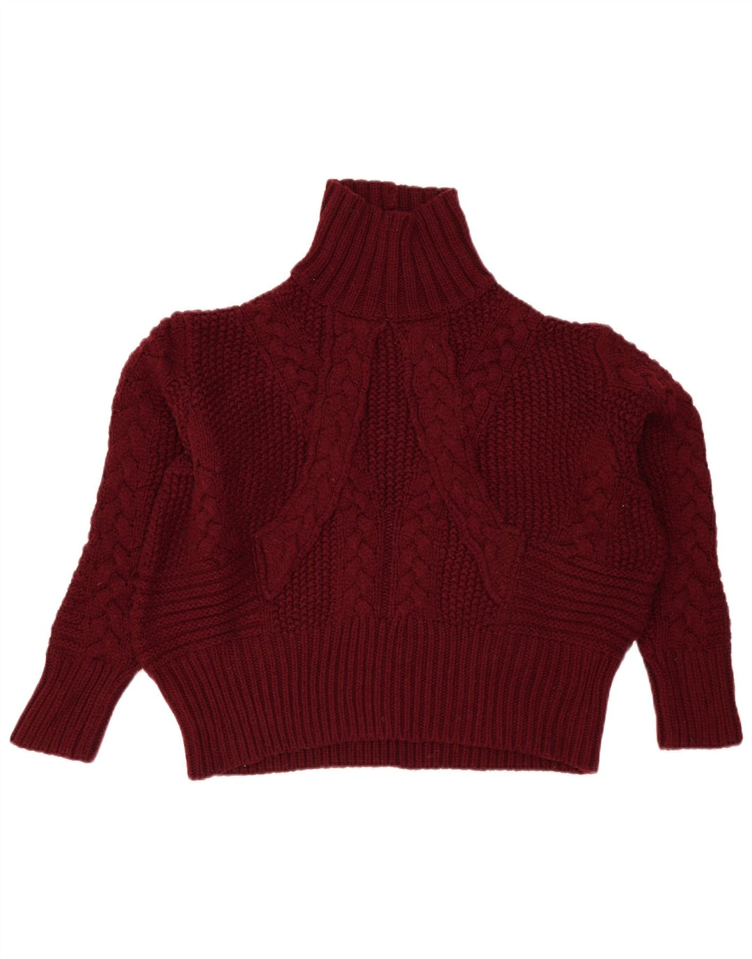 Suéter feminino Zara com gola alta e gola alta, Reino Unido 14 Médio Borgonha