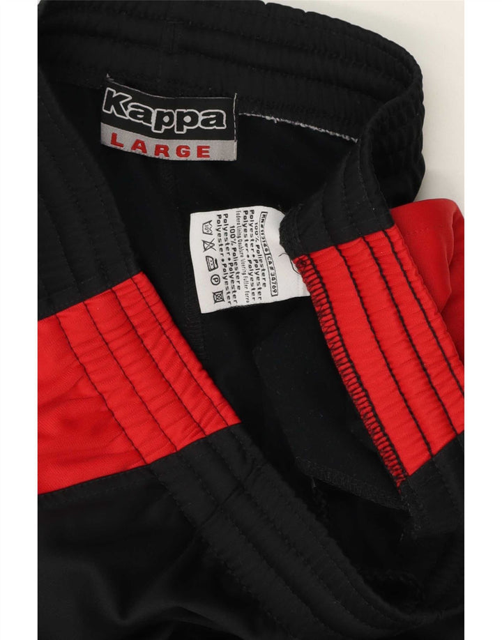 Calça de treino masculina Kappa grande poliéster colorblock preto